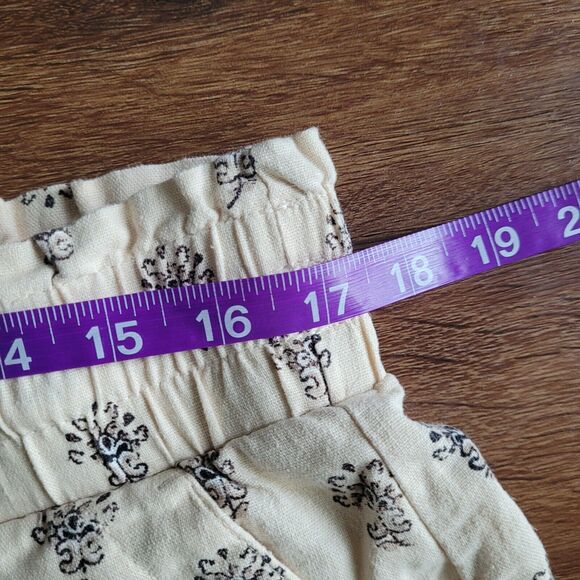 A New Day Womens XL Linen Blend Shorts Paperbag High Rise Pull On Beige Print - Picture 13 of 14